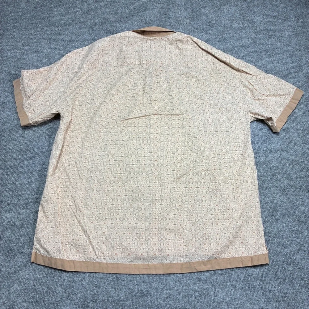 Abercrombie &‎ Fitch Oversized Shirt Mens L Tan Geometric Print Button Up